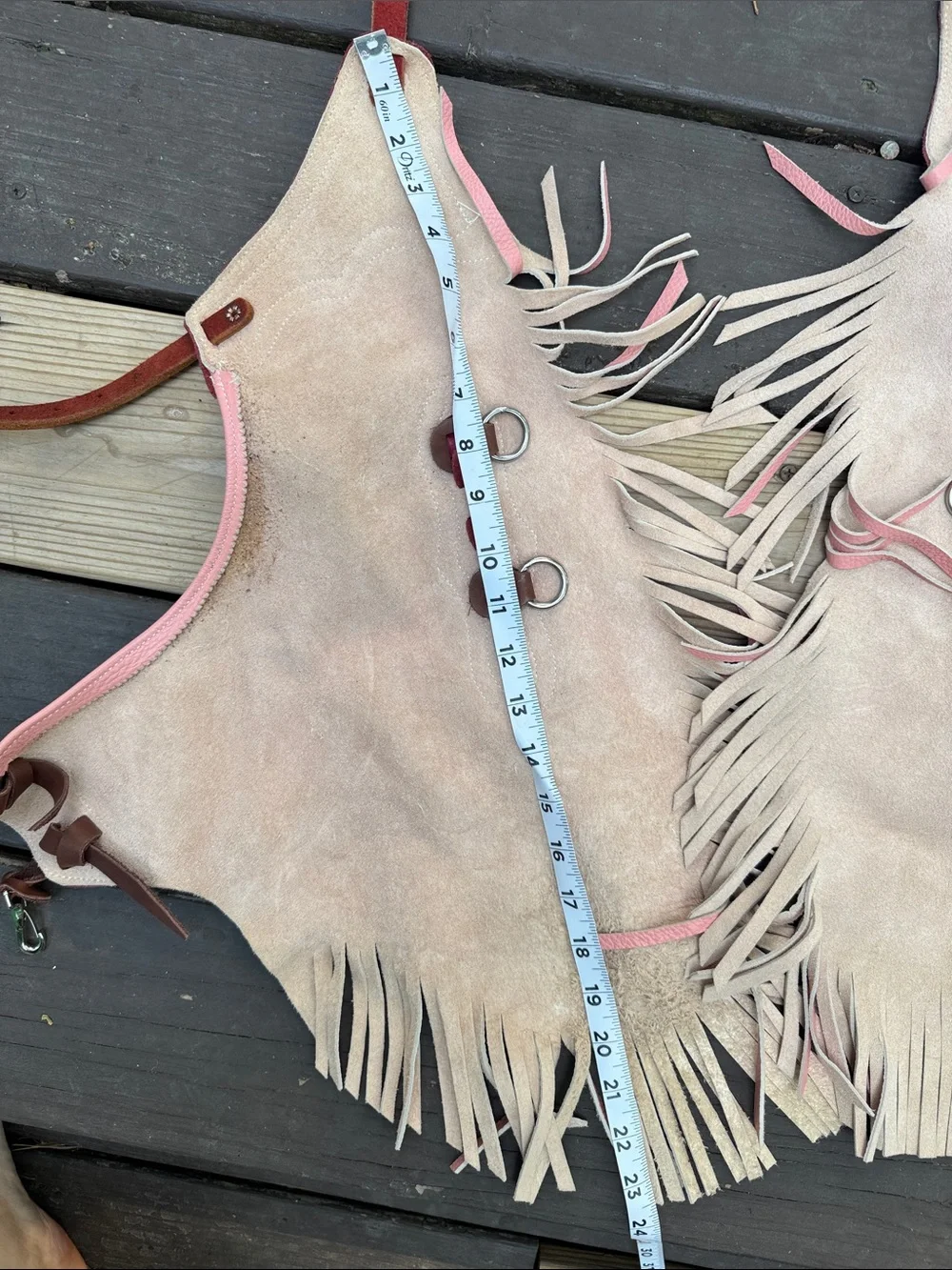 Toddler Leather Western Pink Leather Horse Riding Chaps with Fringe